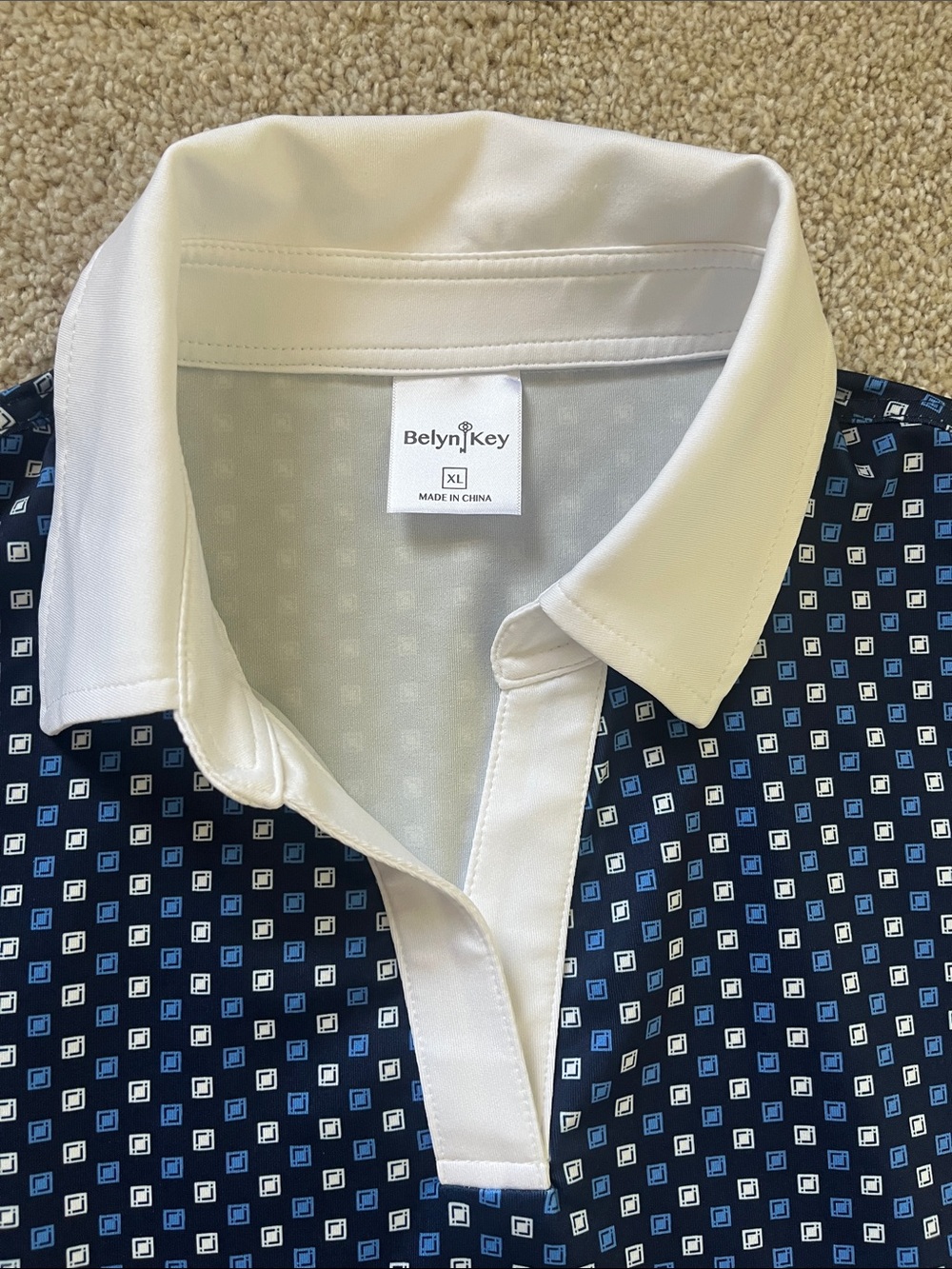Belyn Key Navy Blue and White Sleeveless Polo Top - Picture 3 of 3